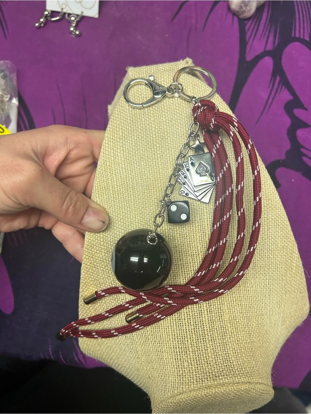 NWOT piper•k Feeling Lucky Keychain with 8-Ball & Cards